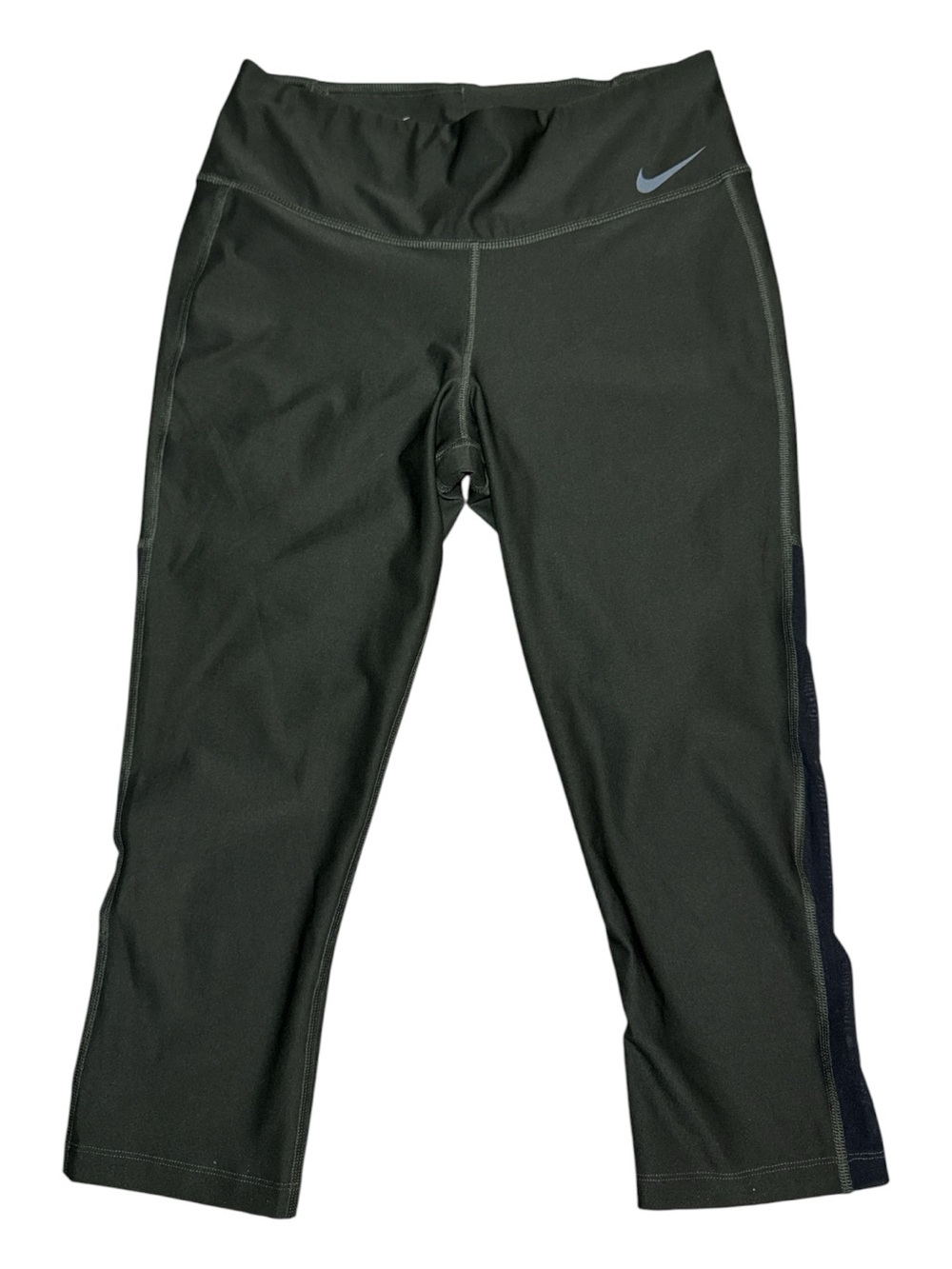 Nike Women's Dri Fit Cropped Athletic Leggings Capris Size Medium Olive Green